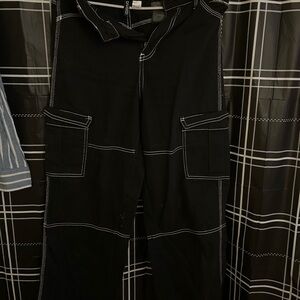 Black Cargo Pants with White Stitching